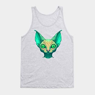 Extraterr-hiss-trial Visitor, Alien Cryptid Cat Tank Top